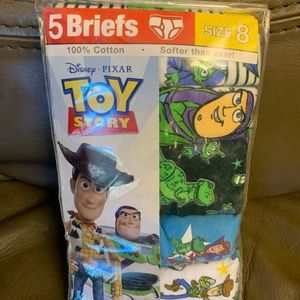 New! Disney’s TOY STORY Boys 5 PK Package Underwear Briefs Woody Buzz Size 8